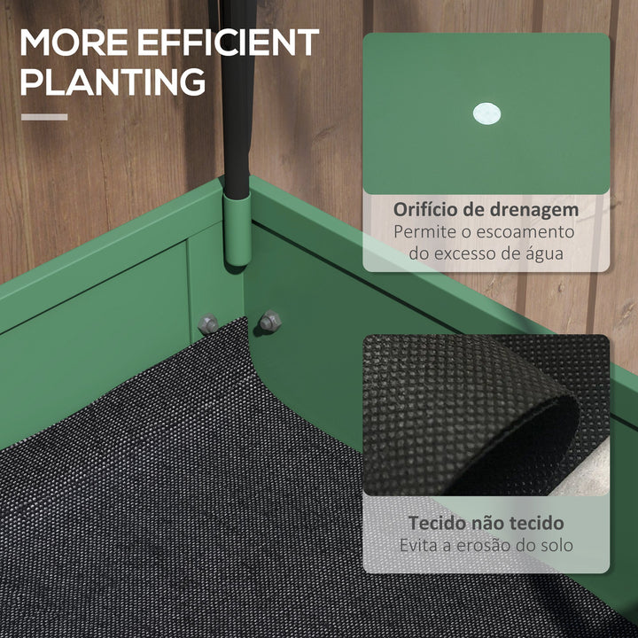 Mesa de Cultivo com Rodas 80x40x120 cm Horta Urbana Elevada com Cobertura de Estufa e Prateleira Inferior para Cultivar Plantas Flores e Vegetais Verde