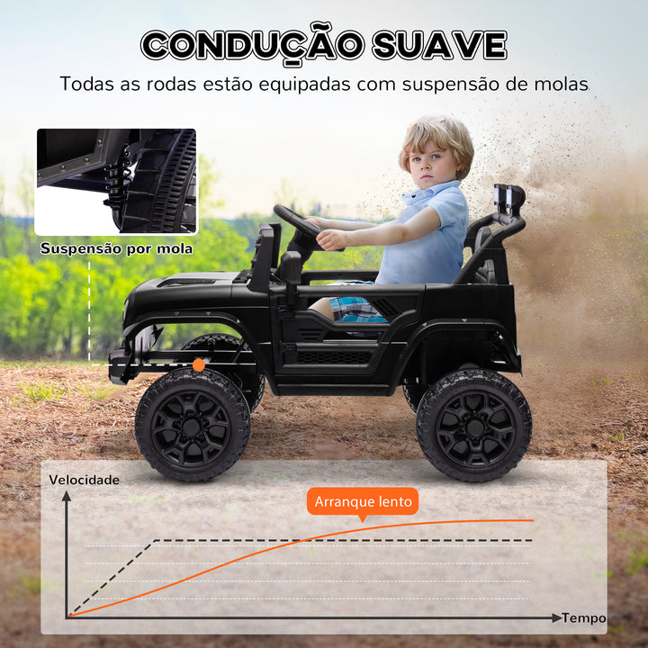 Carro Elétrico para Crianças acima de 3 Anos Carro Elétrico Infantil UTV Carro a Bateria 12V com Controlo Remoto Velocidade Ajustável USB Faróis e Buzina 95x62,5x65 cm Preto