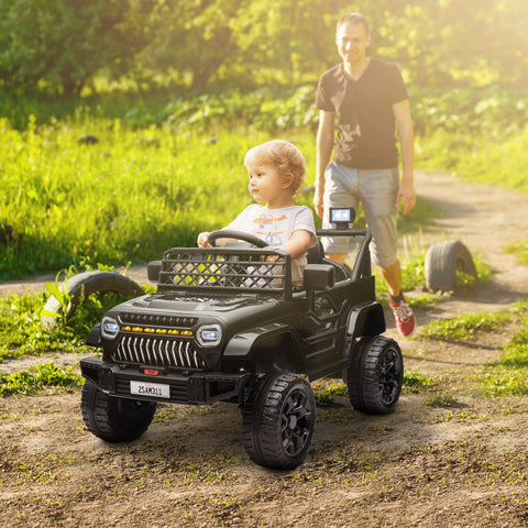 Carro Elétrico para Crianças acima de 3 Anos Carro Elétrico Infantil UTV Carro a Bateria 12V com Controlo Remoto Velocidade Ajustável USB Faróis e Buzina 95x62,5x65 cm Preto