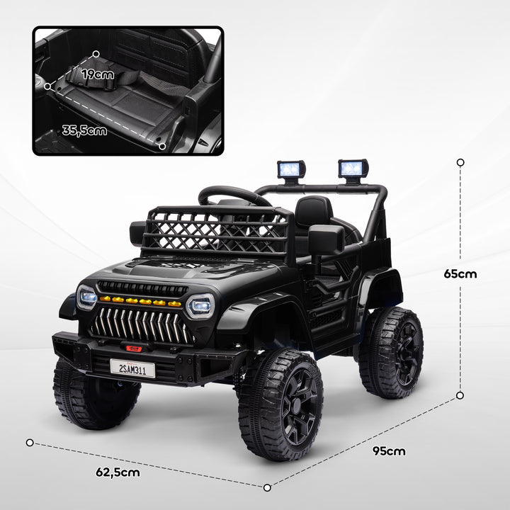 Carro Elétrico para Crianças acima de 3 Anos Carro Elétrico Infantil UTV Carro a Bateria 12V com Controlo Remoto Velocidade Ajustável USB Faróis e Buzina 95x62,5x65 cm Preto