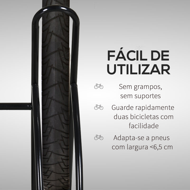 Suporte de Estacionamento Cruzado para 2 Bicicletas Aço Portátil 60x54x57 cm Preto