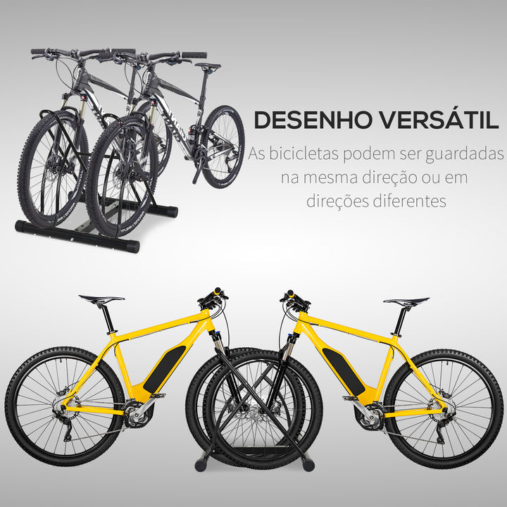 Suporte de Estacionamento Cruzado para 2 Bicicletas Aço Portátil 60x54x57 cm Preto