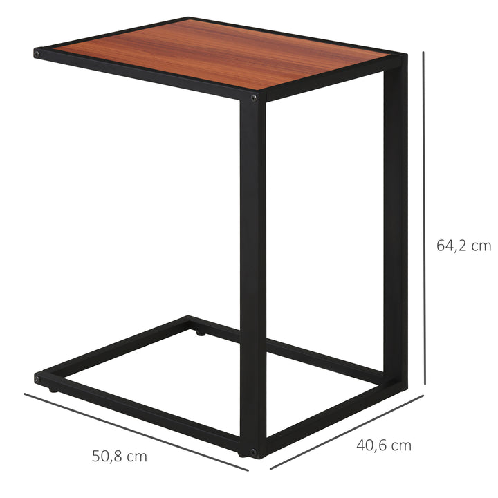 Mesa Lateral para sofá em estrutura de metal em forma de C para sala de estar e quarto 40,6x50,8x63,5 cm Cor de Noz