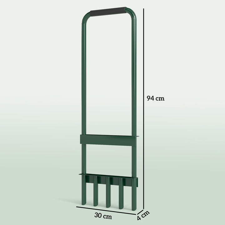 Arejador de Relva com com 5 Espigões Arejador de Relva Manual com Cabo Antiderrapante para Jardim e Cuidado do Relvado 30x4x94 cm Verde Escuro
