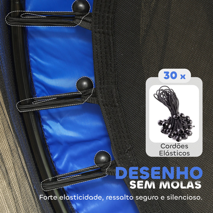 Trampolim para Crianças acima de 3 Anos Cama Elástica Infantil com Rede de Segurança e Estrutura de Aço para Interiores e Exteriores Carga 50kg Ø140x190 cm Azul