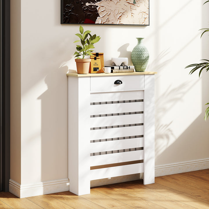 Cobertura para Radiador com Gaveta Cobertura para Radiador de MDF para Sala de Estar Dormitório Corredor 78x19x95,5 cm Branco