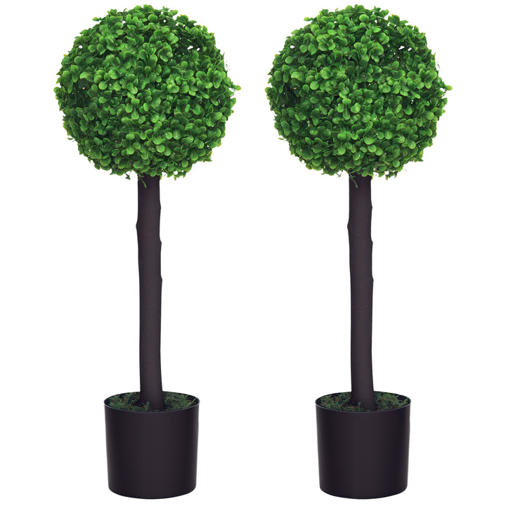 Conjunto de 2 Plantas Artificiais Decorativas 60cm Buxos Artificiais em Vaso para Decoração de Interior e Exterior Ø20x60 cm Verde