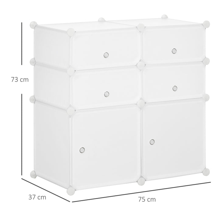 Armário Modular Móvel Organizador com 4 plateleiras Plástico 75x37x73cm Branco