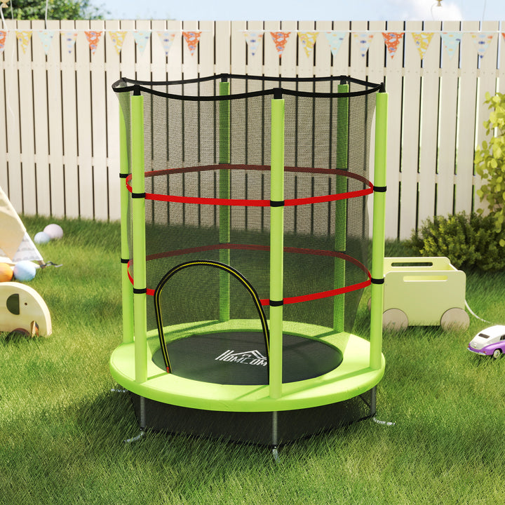 Trampolim Infantil Ø140x190 cm Trampolim para Crianças de 3-6 Anos com Rede de Segurança Carga 45 kg para Interior Verde