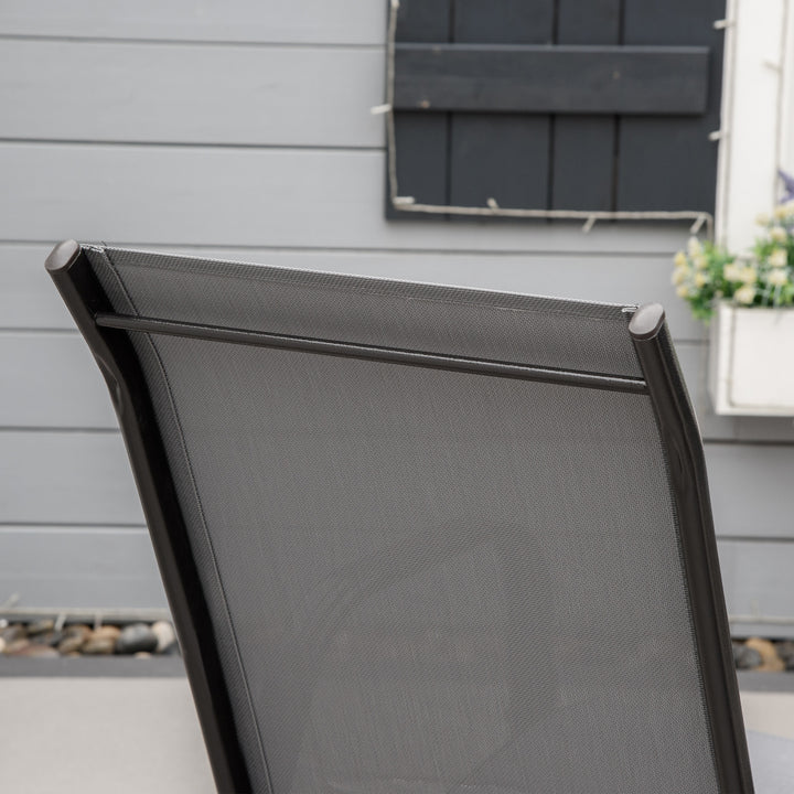 Conjunto de 4 Cadeiras de Jardim Cadeiras de Exterior Empilháveis Cadeiras de Refeição de Exterior com Tecido Respirável Estrutura de Metal Apoio para os Braços e Encosto 54x75,5x95 cm Cinza