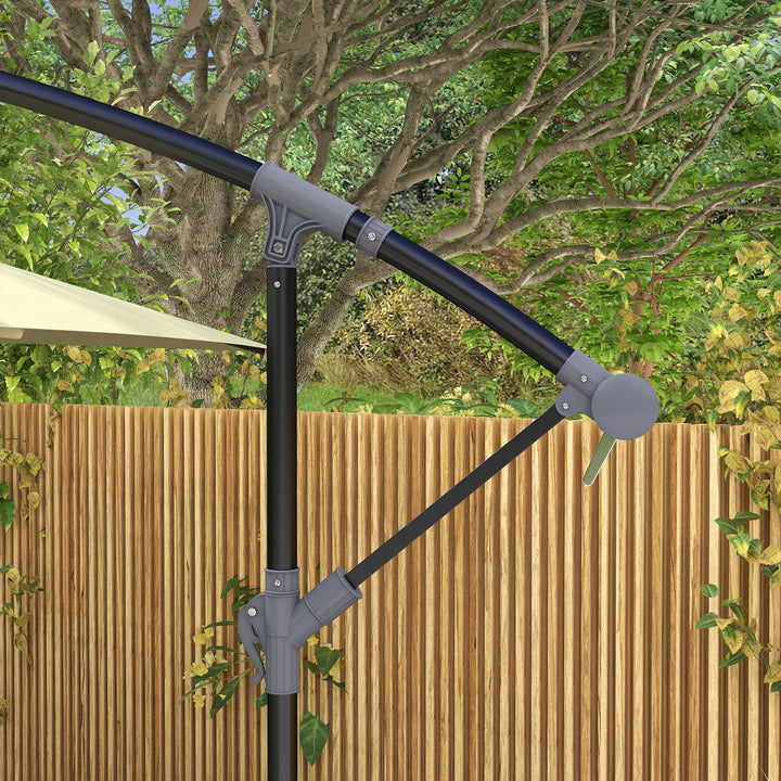 Chapéu de Sol Excêntrico 294x193 cm Chapéu de Sol de Jardim com Base Cruzada e Manivela Impermeavel Proteção UV Chapéu de Sol para Varanda Pátio Bege