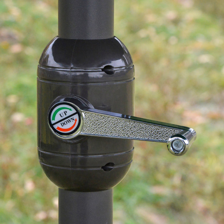 Chapéu de Sol Duplo 4,55x2,65x2,38 m Chapéu de Sol de Jardim com Manivela Manual Resistente à Água e com Proteção Solar UV para Terraço Pátio Creme