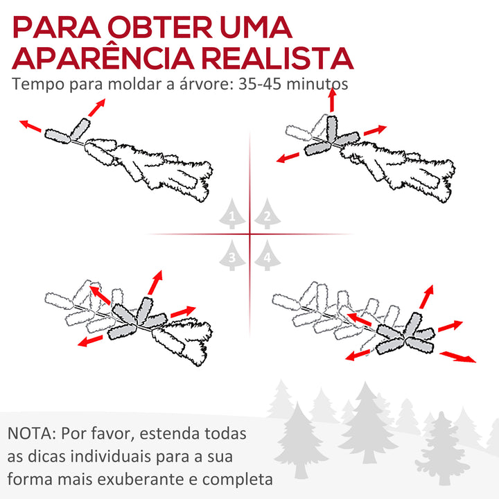 Árvore de Natal Artificial Altura 180cm Ignífugo com 618 Ramos 300 Luzes LED IP20 Folhas de PVC Abertura Automática Base Dobrável e Suporte Metálico Decoração de Natal para Interiores Rosa