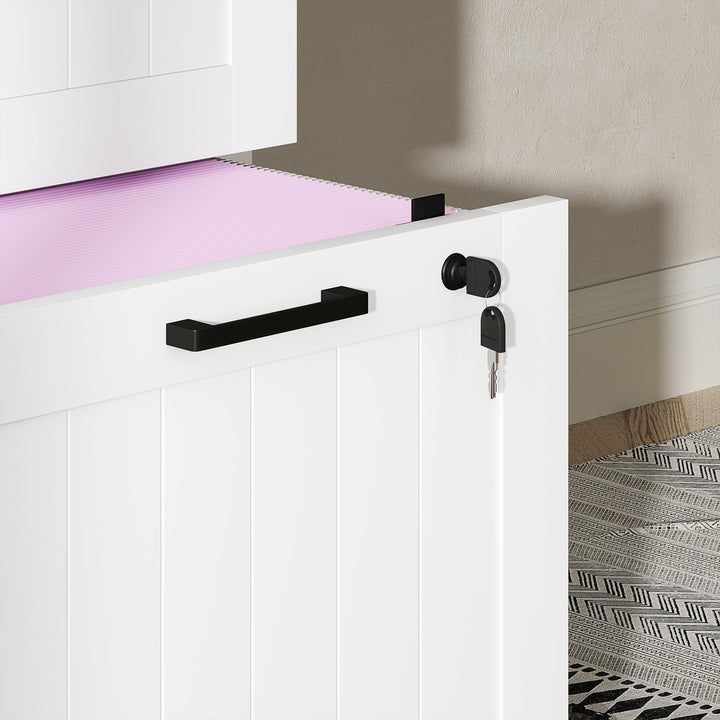 Bloco de Gavetas para Escritório Móvel Arquivador com 3 Gavetas para Escritório com Fechaduras Gavetas Suspensas para A4 40x40x101 cm Branco