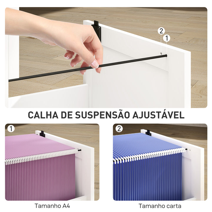 Bloco de Gavetas para Escritório Móvel Arquivador com 3 Gavetas para Escritório com Fechaduras Gavetas Suspensas para A4 40x40x101 cm Branco