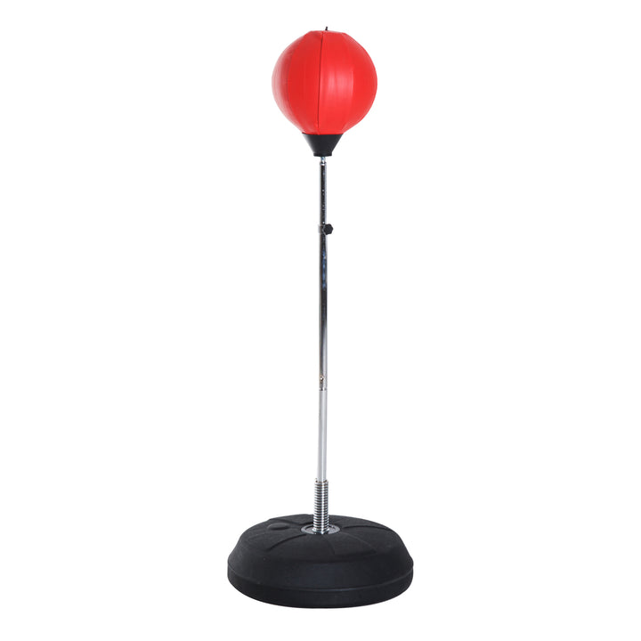 Saco de Boxe de Pé Punching Ball com Altura Ajustável em 4 Níveis 126-144 cm Base Preenchível e Luvas de Boxe para Adultos e Adolescentes Vermelho e Preto