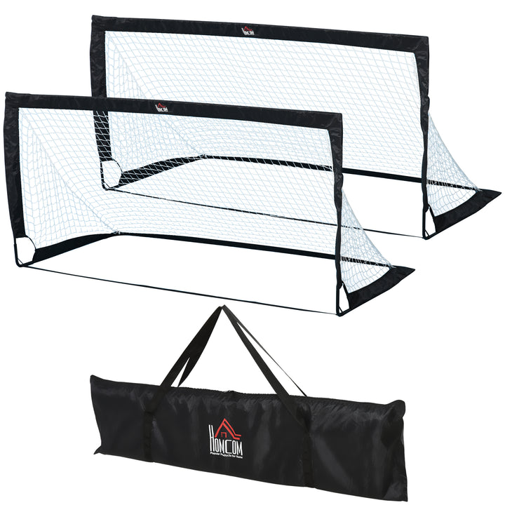 Balizas de Futebol Dobráveis Balizas de Futebol para Crianças e Adultos com Saco de Transporte para Exterior Jardim Treino 183x90x90 cm Preto