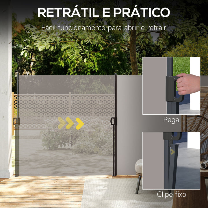 Toldo Lateral Retrátil Toldo Enrolável de Privacidade e Proteção Solar para Jardim Varanda 300x140 cm Cinza Claro