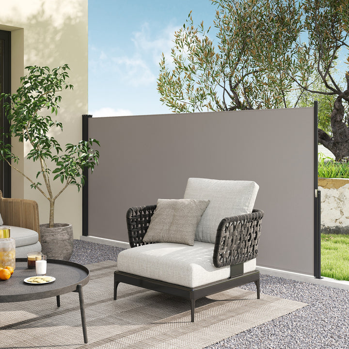 Toldo Lateral Retrátil Toldo Enrolável de Privacidade e Proteção Solar para Jardim Varanda 300x140 cm Cinza Claro