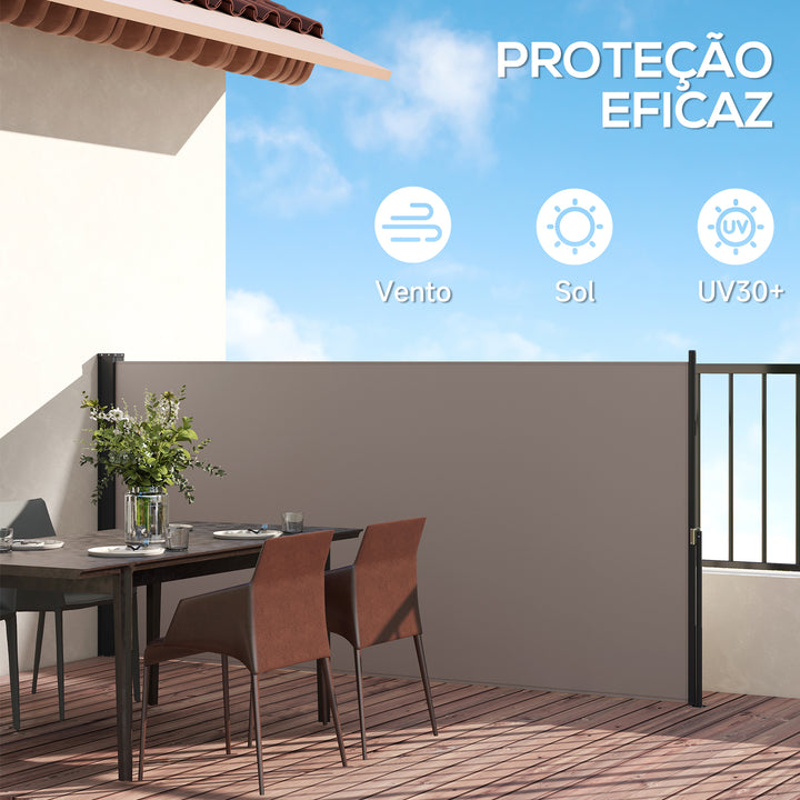 Toldo Lateral Retrátil Toldo Enrolável de Privacidade e Proteção Solar para Jardim Varanda 300x140 cm Cinza Claro