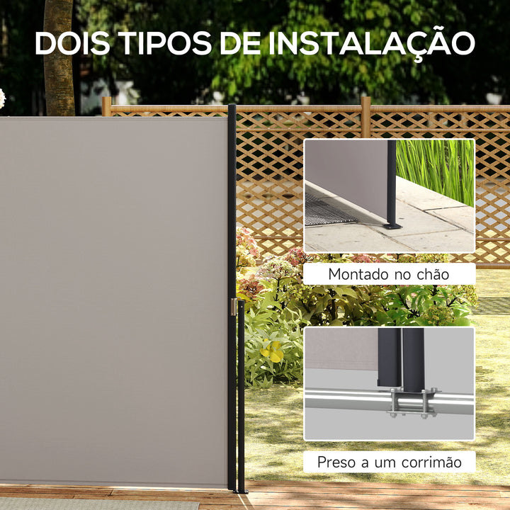 Toldo Lateral Retrátil Toldo Enrolável de Privacidade e Proteção Solar para Jardim Varanda 300x140 cm Cinza Claro