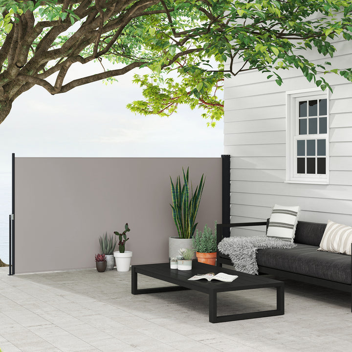 Toldo Lateral Retrátil Toldo Enrolável de Privacidade e Proteção Solar para Jardim Varanda 300x140 cm Cinza Claro