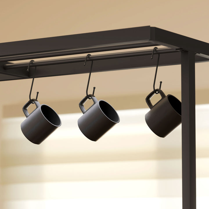 Estante de Cozinha com Tomada de Corrente Estante de Cozinha Estilo Industrial com Prateleiras Ganchos Móvel Auxiliar para Sala de Jantar 116x70x182 cm Marrom Rústico