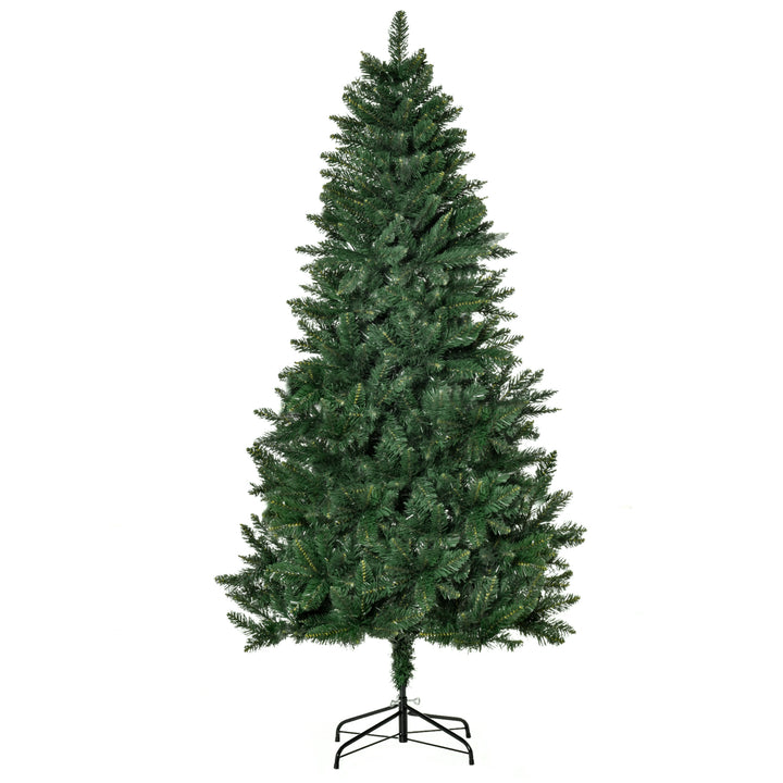Árvore de Natal Artificial 180cm Ignífuga com 724 Ramas com 2 Tipos de Pontas de PVC e Base de Aço Decoração de Natal para Interiores Verde