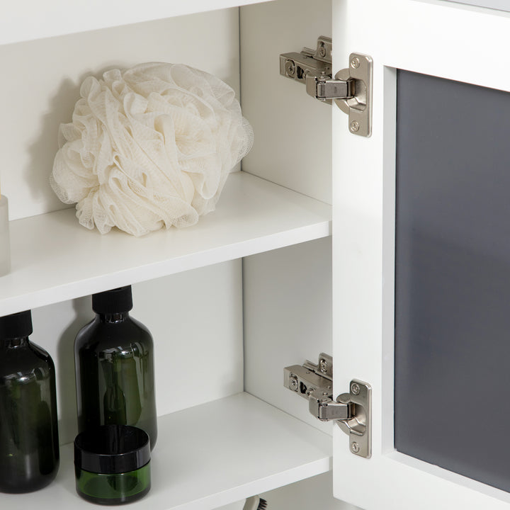 kleankin Armário de Parede para Casa de Banho Armário Suspenso com Espelho para Casa de Banho com 2 Portas e Prateleira de Armazenamento 80x20x65cm Branco