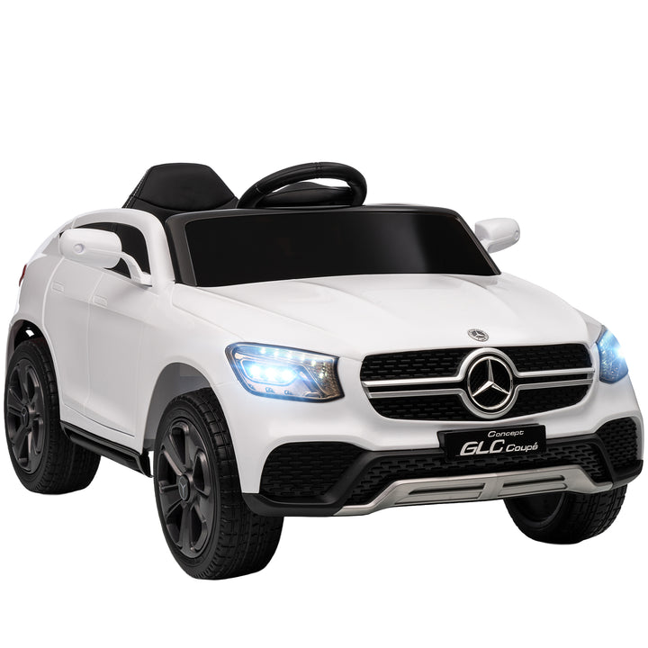 Carro Elétrico para Crianças, Mercedes-Benz GLC Coupé, Carro a Bateria 12V, com Controlo Remoto 2,4G, Motor Duplo, MP3, Buzina e Faróis LED, para Crianças dos 3 aos 6 Anos, Branco