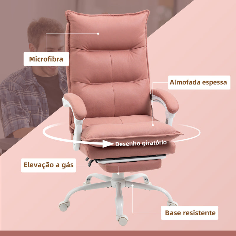 Cadeira de Escritório com 6 Pontos de Massagem e 5 Modos Cadeira de Escritório Reclinável com Função de Aquecimento Altura Ajustável e Rodas para Estúdio 66x74x114-121,5 cm Rosa