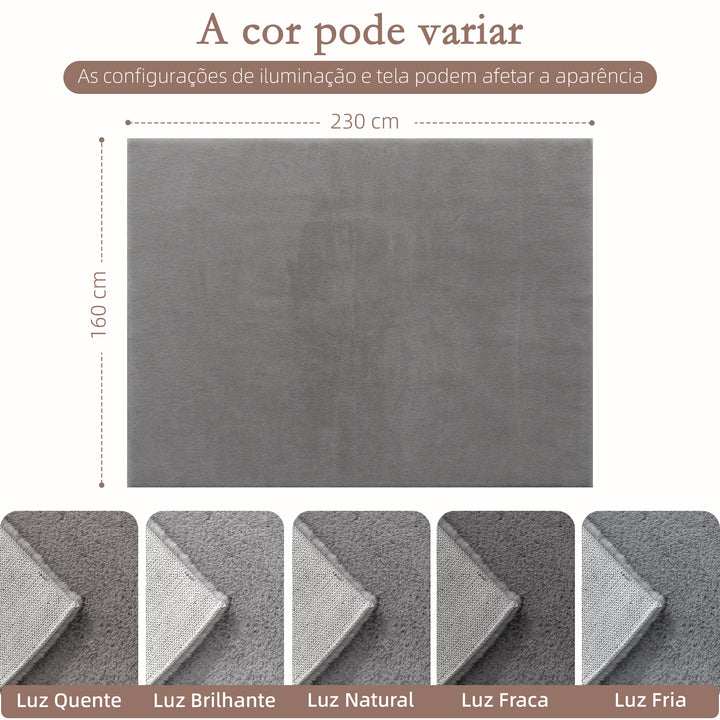 Tapete para Sala de Estar 230x160 cm Tapete Lavável à Máquina Pelo Longo Macio Estilo Moderno Tapete para Sala de Estar Quarto Sala de Jantar Cinza