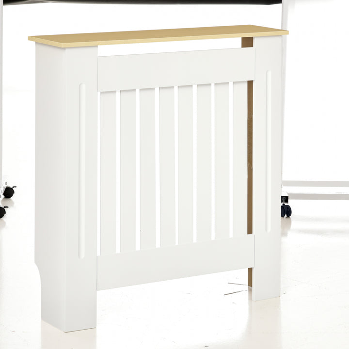 Cobertura Radiador 78x19x83cm Cobertura Radiador de MDF e Melamina de Madeira com Dispositivo Anti-Rolamento Desenho Moderno para Sala de Estar Dormitório Branco