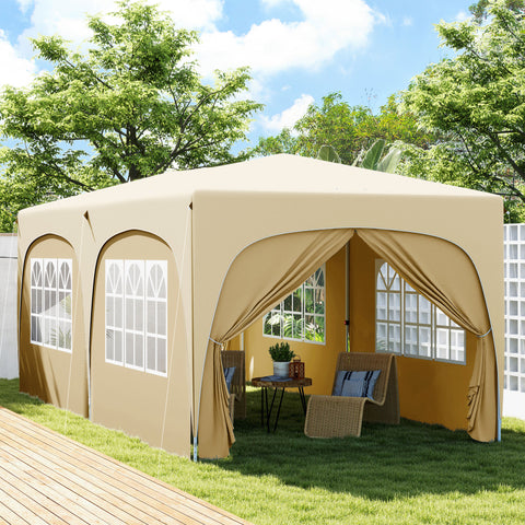 Tenda Dobrável tenda 3x6 m com Painéis Laterais UPF50+ Tenda de Jardim com Altura Ajustável e Bolsa de Transporte para Campismo Festas Pátio Areia