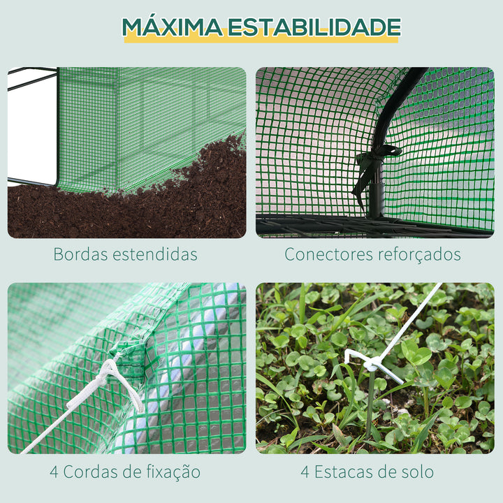 Estufa de Jardim Estufa de Exterior com Prateleiras de 4 Níveis Porta com Fecho de Correr e Estrutura de Aço Estufa Pequena Estufa para Cultivar Plantas Flores 244x180x210 cm Verde
