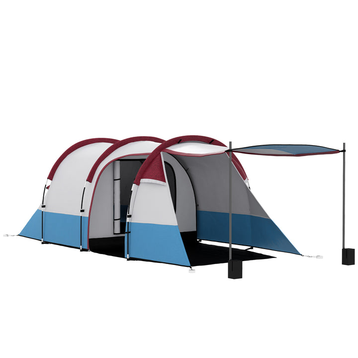Tenda de Campismo Familiar para 2-3 Pessoas Tenda de Campismo Dobrável com 2 Quartos e Bolsa de Transporte Impermeável para Trekking 420x200x150 cm Multicolor