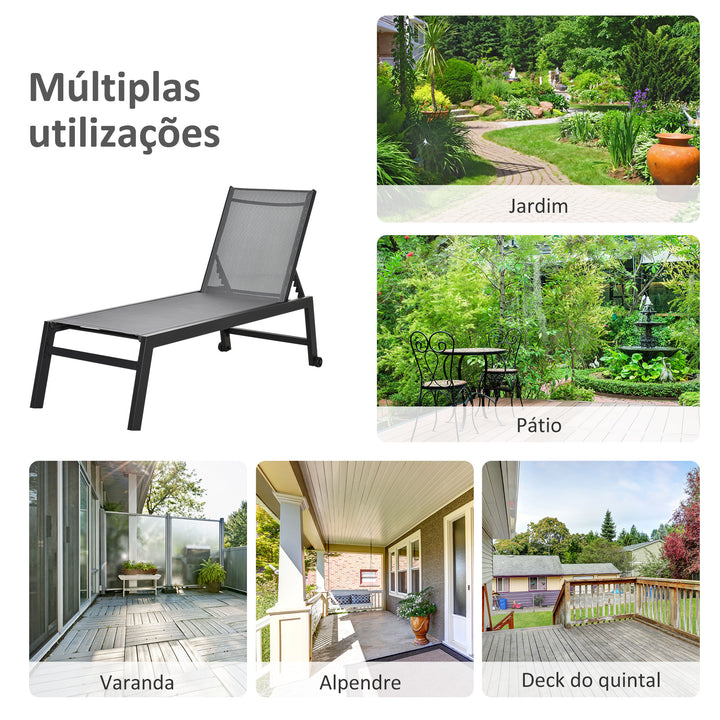 Espreguiçadeira ao ar livre com rodas Espreguiçadeira de jardim Encosto ajustável