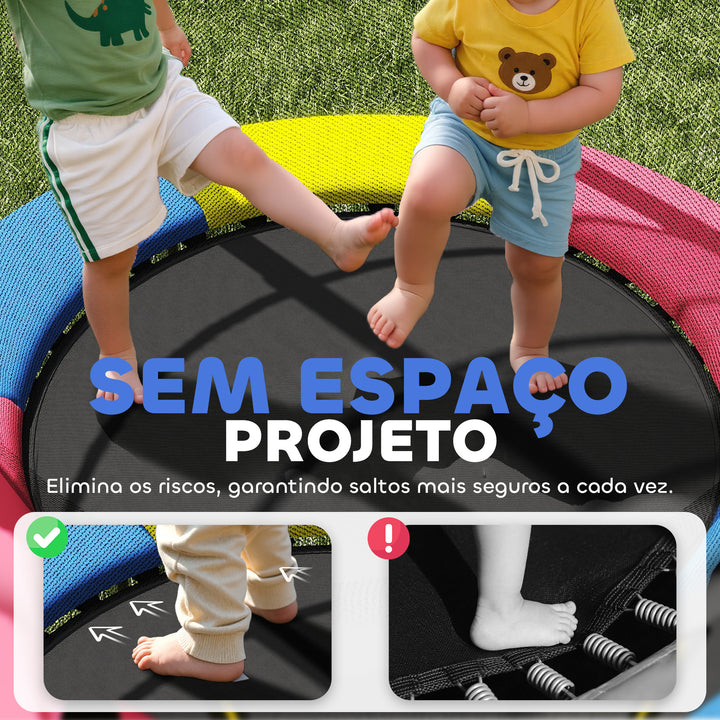 Trampolim Infantil Ø160 cm Trampolim para Crianças de 3-6 Anos com Rede de Segurança Pernas em Forma de L Suporta até 45 kg para Interior e Exterior Multicolor