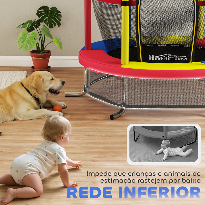 Trampolim Infantil Ø160 cm Trampolim para Crianças de 3-6 Anos com Rede de Segurança Pernas em Forma de L Suporta até 45 kg para Interior e Exterior Multicolor