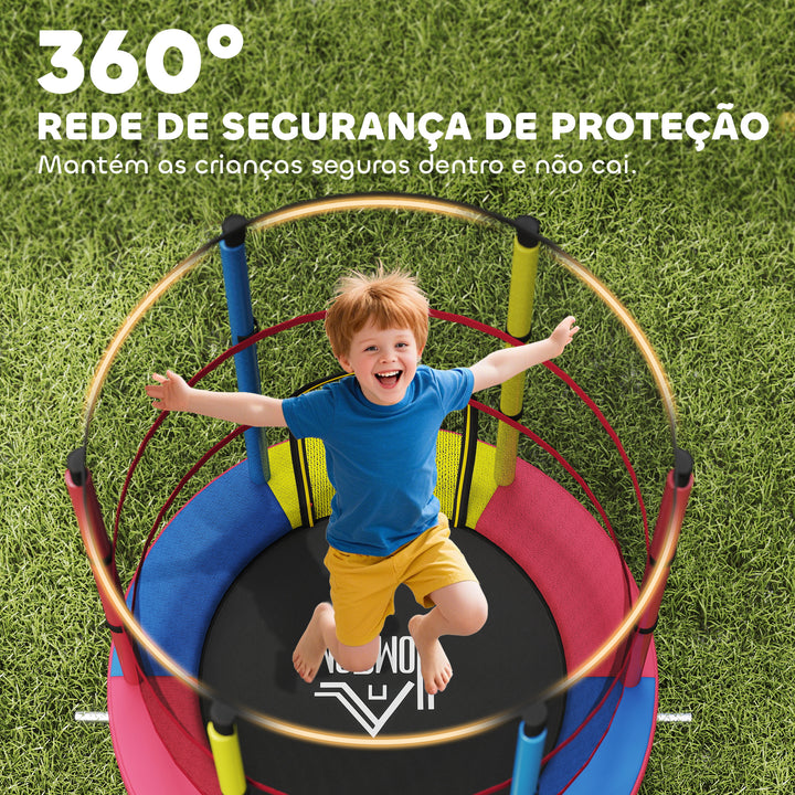 Trampolim Infantil Ø160 cm Trampolim para Crianças de 3-6 Anos com Rede de Segurança Pernas em Forma de L Suporta até 45 kg para Interior e Exterior Multicolor