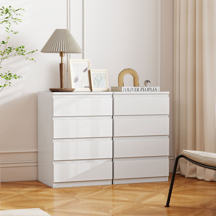 Cómoda com 4 Gavetas com Fecho Suave Cómoda para Quarto Sala de Estar Escritório Estilo Moderno 45x40x68 cm Branco