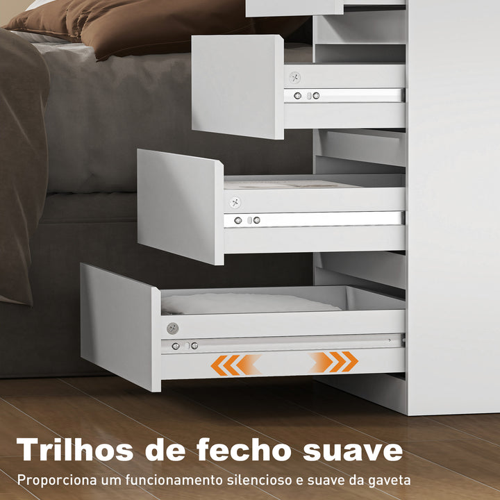 Cómoda com 4 Gavetas com Fecho Suave Cómoda para Quarto Sala de Estar Escritório Estilo Moderno 45x40x68 cm Branco