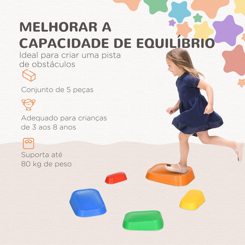 Jogo de Equilíbrio para Crianças de 3-8 Anos Conjunto de 5 Degraus para Treino de Equilíbrio e Promover a Coordenação 36x27,5x31 cm Multicor