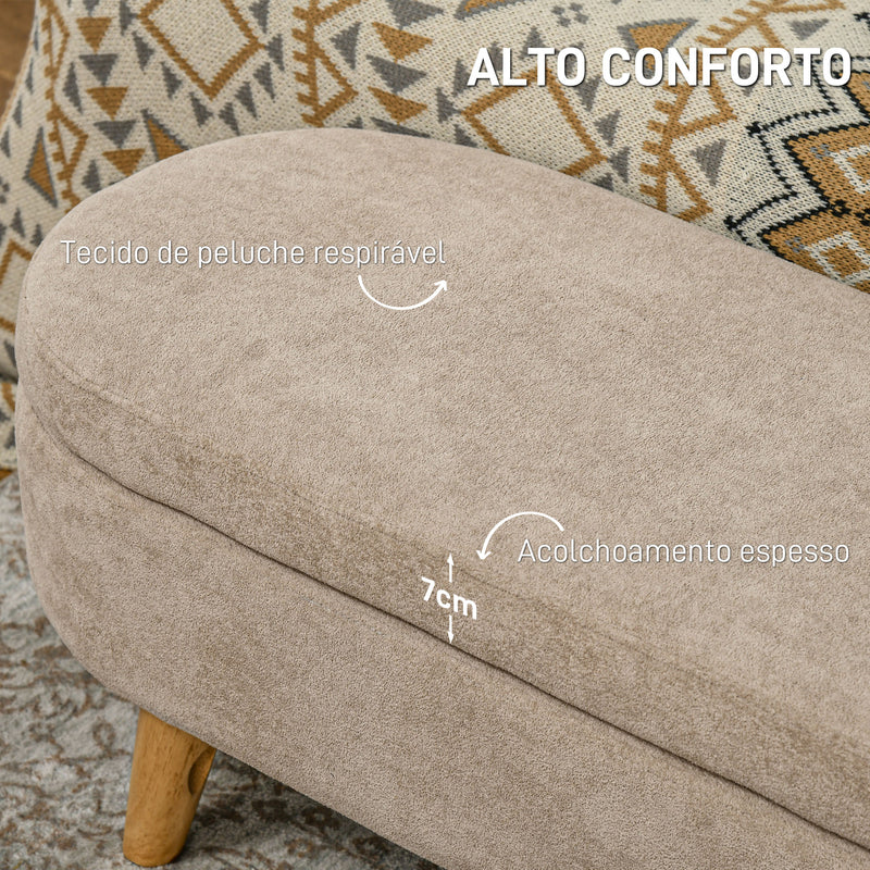 Banco para Pé de Cama Banco de Armazenamento com Pés de Madeira e Assento Acolchoado Carga 120 kg Puff de Armazenamento para Dormitório Entrada Corredor 110x40x43 cm Bege