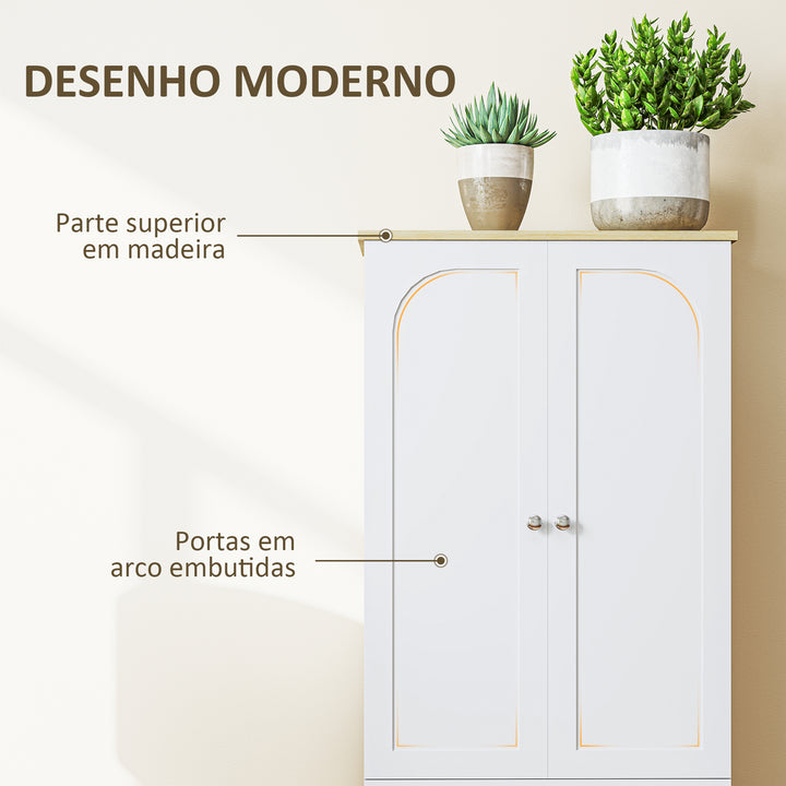 Armário de Cozinha Armário Alto de Cozinha Móvel Auxiliar de Cozinha com 4 Portas e Prateleiras Ajustáveis para Sala de Jantar 60x30x183 cm