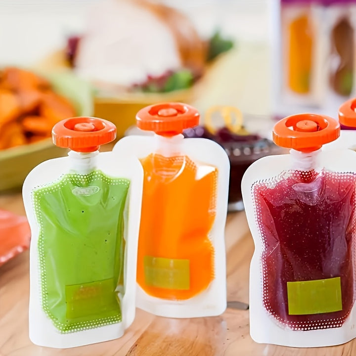 Dispenser Manual de Purê de Frutas – Kit de Armazenamento para Comida de Bebé | 10 Sacos Esterilizados Reutilizáveis Artesanal e Armazenador Gourmet para bebês e crianças +HOJE OFERTA EXTRA +10Saquetas total 20 saquetas