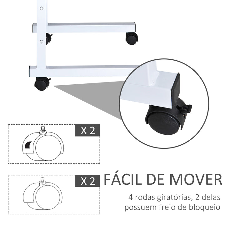 Mesa de computador para Hogar escritorio Altura Ajustável Mesa Compacta com Rodas 60x40x68-78cm Cor Branco