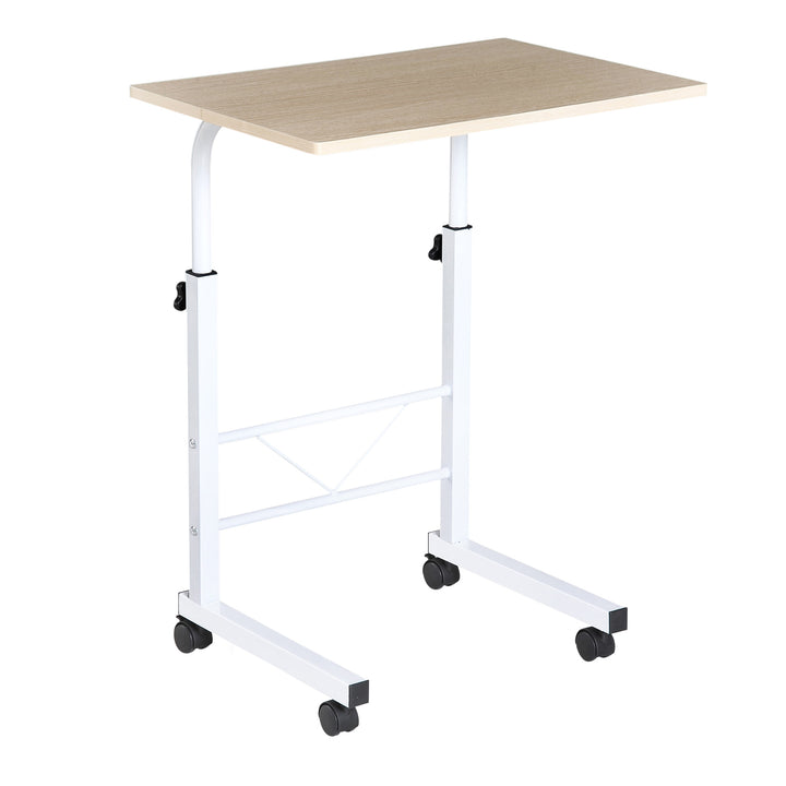 Mesa de computador para Hogar escritorio Altura Ajustável Mesa Compacta com Rodas 60x40x68-78cm Cor Branco
