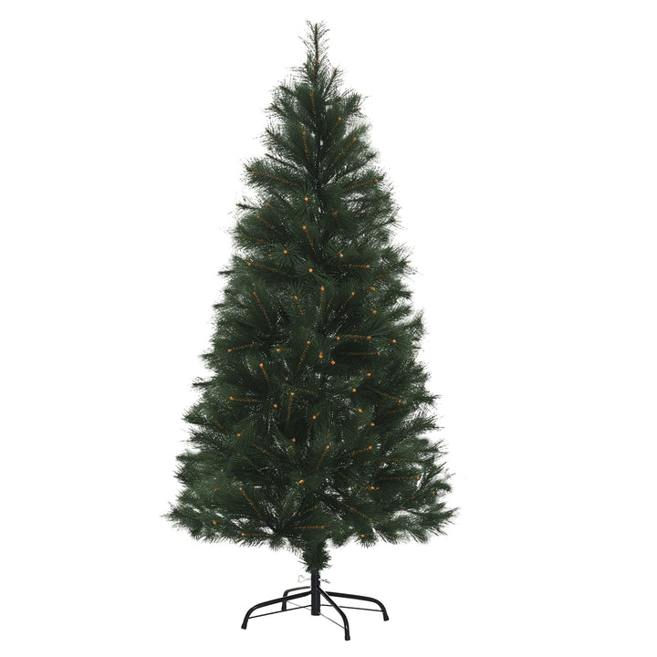 Árvore de Natal 150cm Artificial com 219 Agulhas de Pinheiro de PVC Ignífugo Base Dobrável e Suporte de Aço Montagem Rápida Decoração de Natal para Interiores Verde