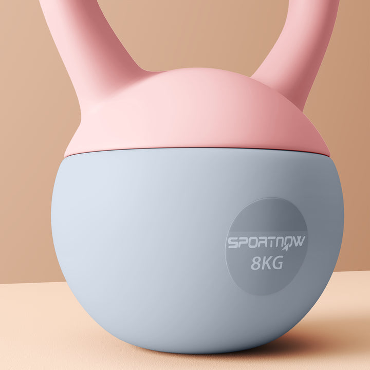 Kettlebell de 8 kg Pesa Russa Preenchida de Areia Metálica e Alça Antiderrapante para Treino de Musculação em Casa Ginásio Ø19x28 cm Rosa